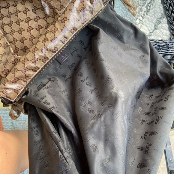 Gucci Top Handle Hysteria Bag Crystal Coated Large Beige Patent Gg Canvas Tote - Picture 10 of 12